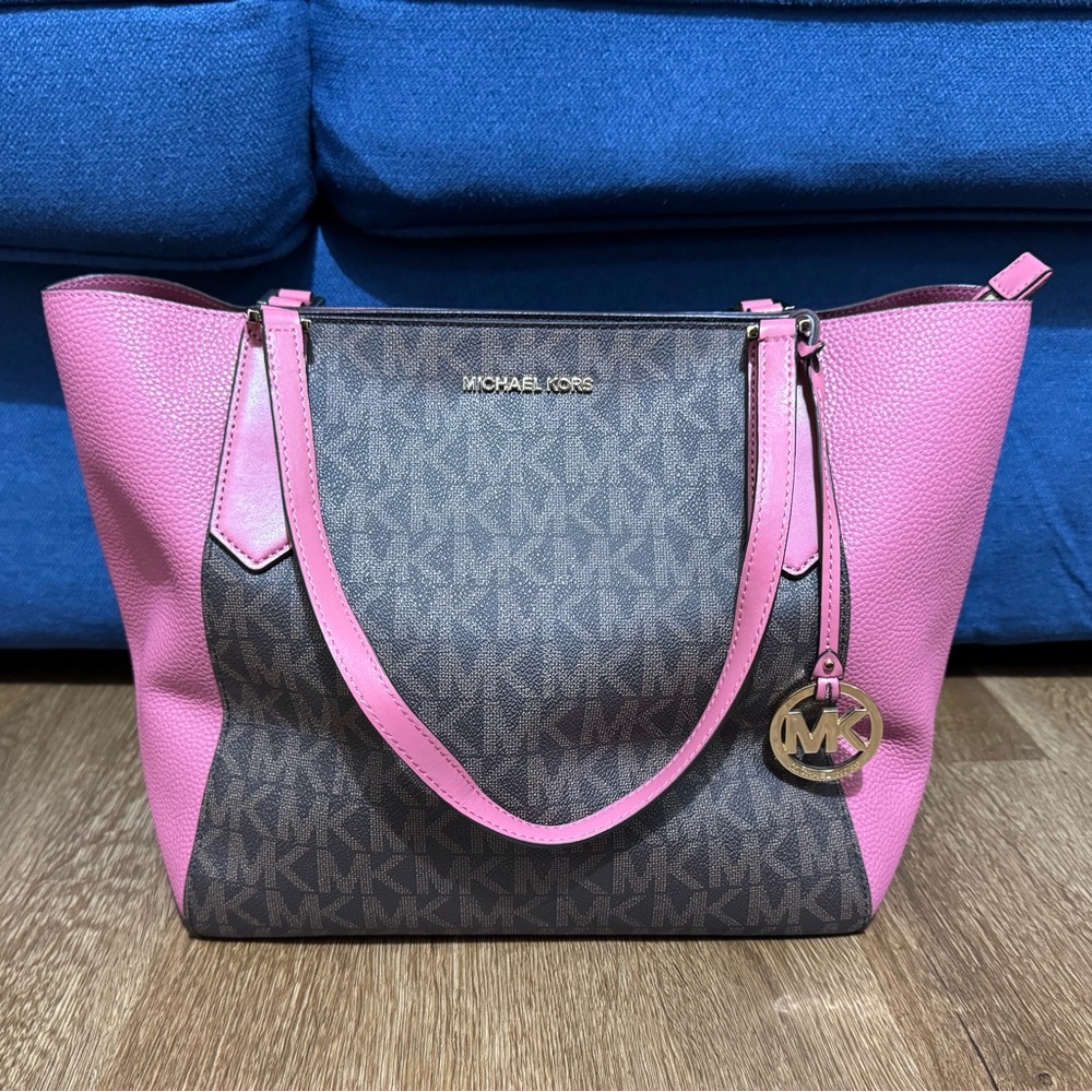 Michael Kors Pink and Gray Signature Tote